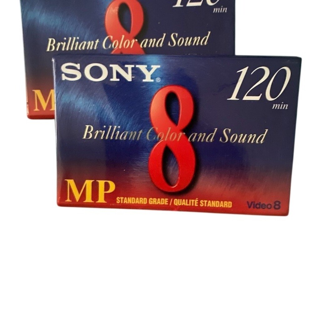 Sony Video8 8mm Video Cassette Tape 120 Min Standard Grade 2 Pack